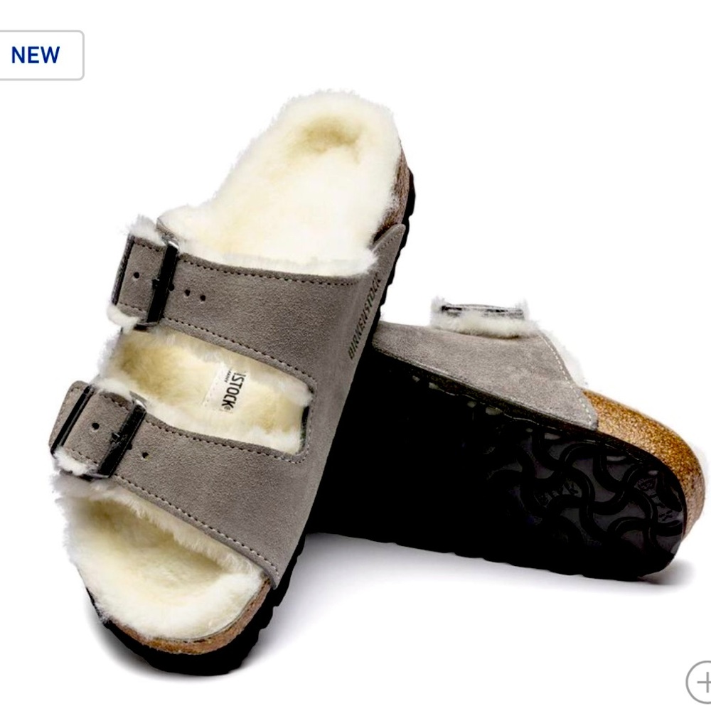 NWT Birkenstock Arizona Shearling Suede Leather size 39. Size 8 to 8.5